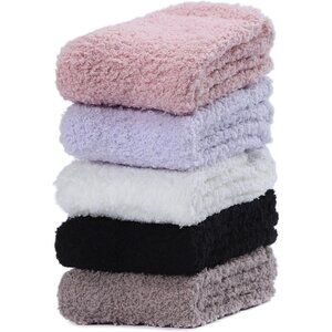 Women Soft Fluffy Socks Thick Cozy Plush Socks Christmas Socks 5 Pairs